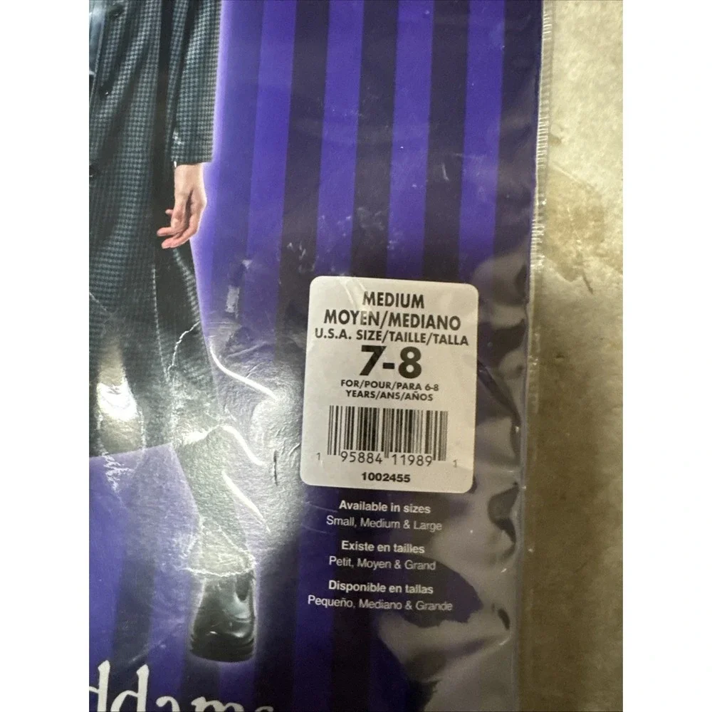 Rubie's Wednesday Addams Child Coat 7-8 Elastic Polyester Black Gray Halloween